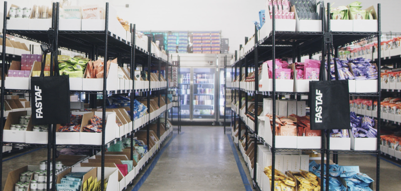Photo of inventory on shelves at FastAF.